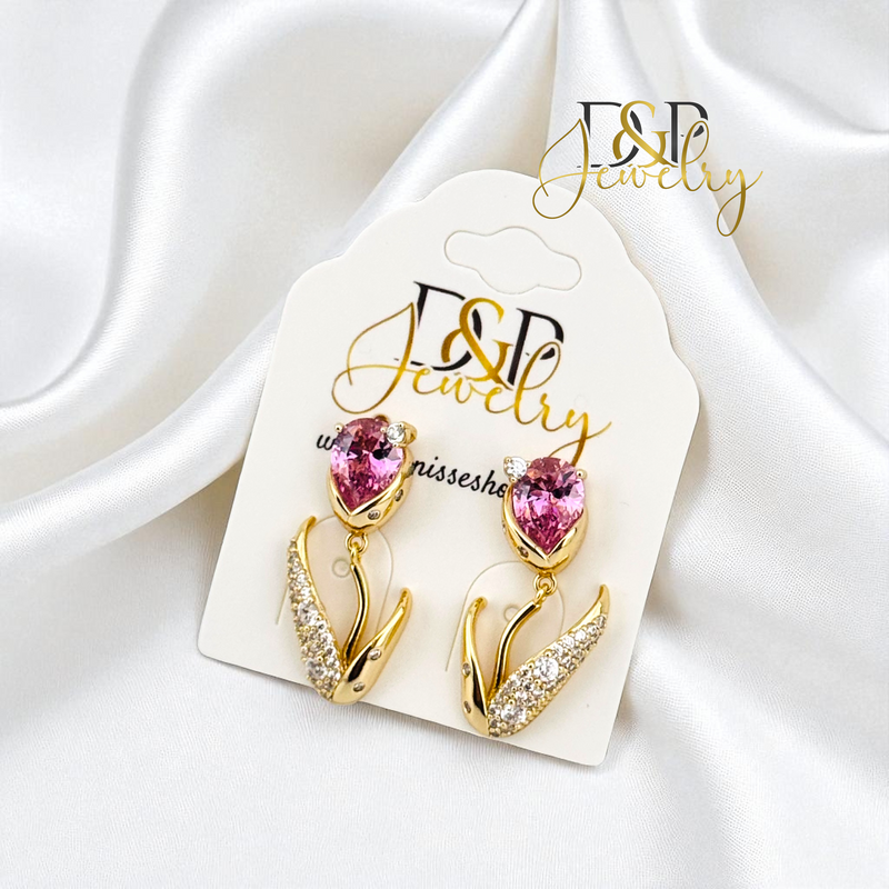 14K PINK TULIP EARRING E970