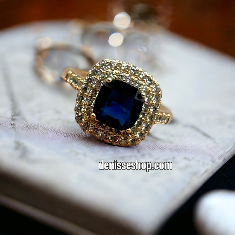 18K Dark Blue Stone Ring RG102