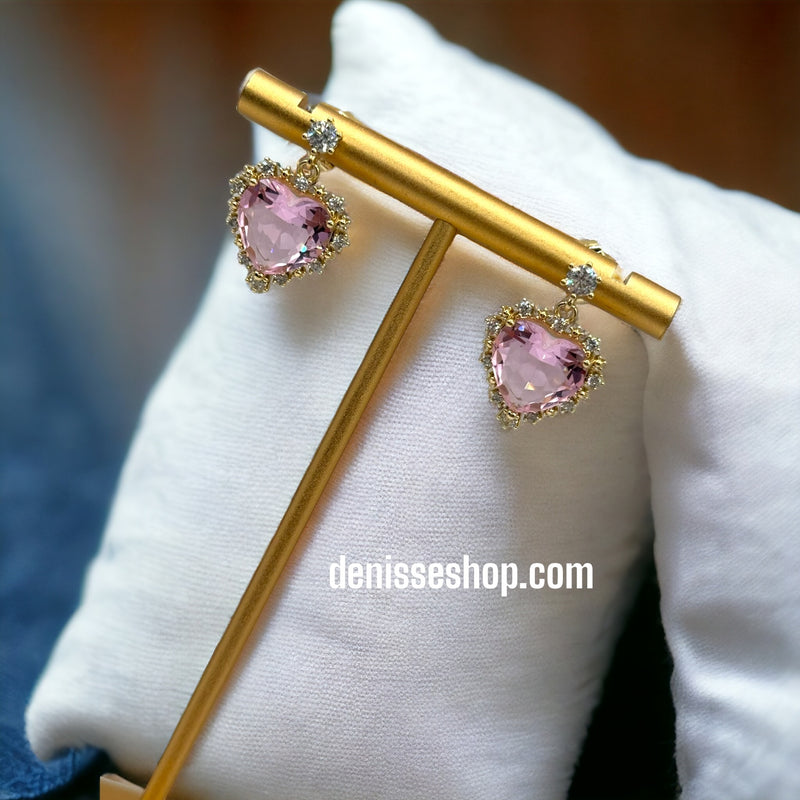 Pink Heart Earrings E203