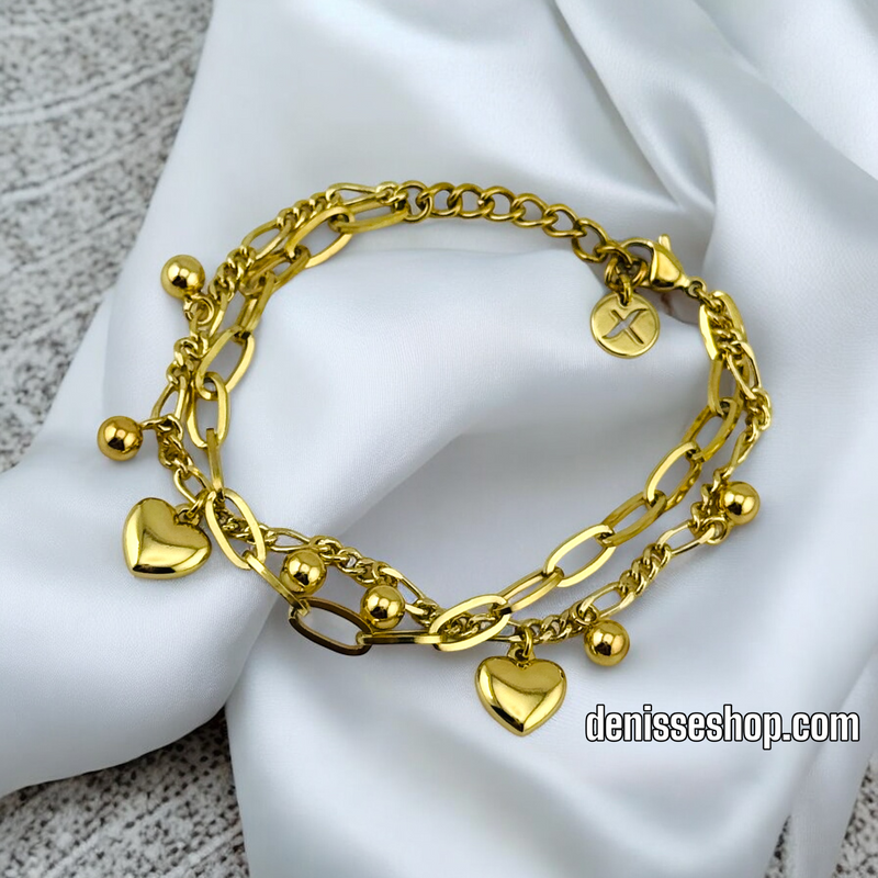 14K / TWO LAYER HEART BRACELET BR538