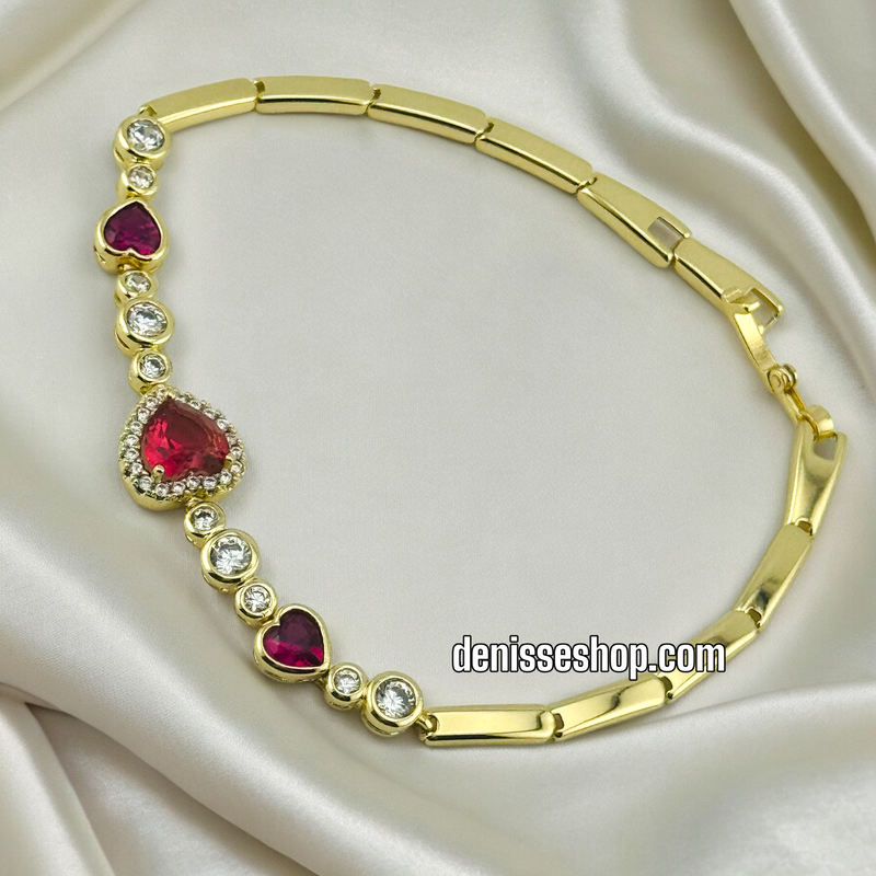 14K RED HEART STONE BRACELET BR423