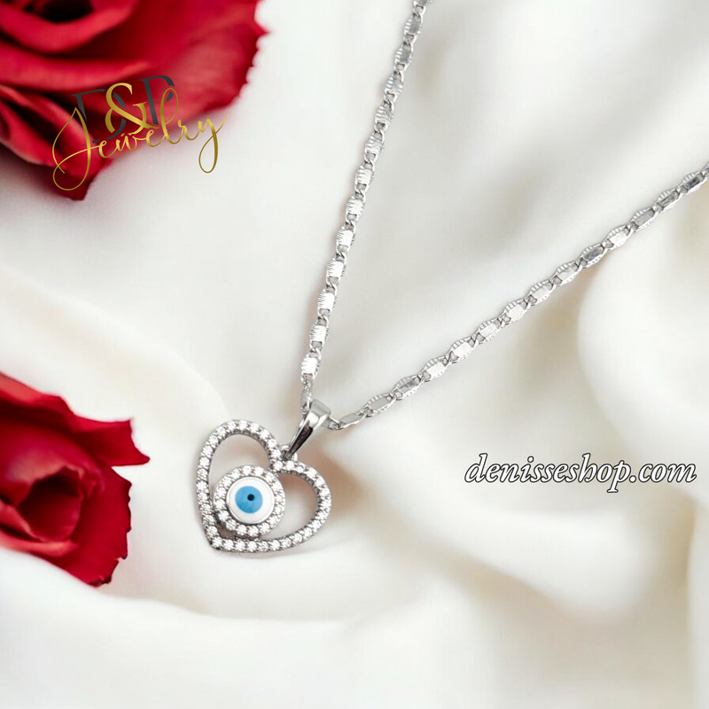 SILVER WOMEN HEART EYE PENDANT P697