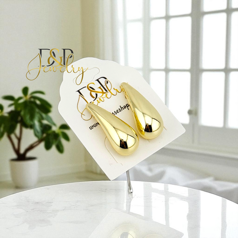 14K DROP GOLD EARRING E919