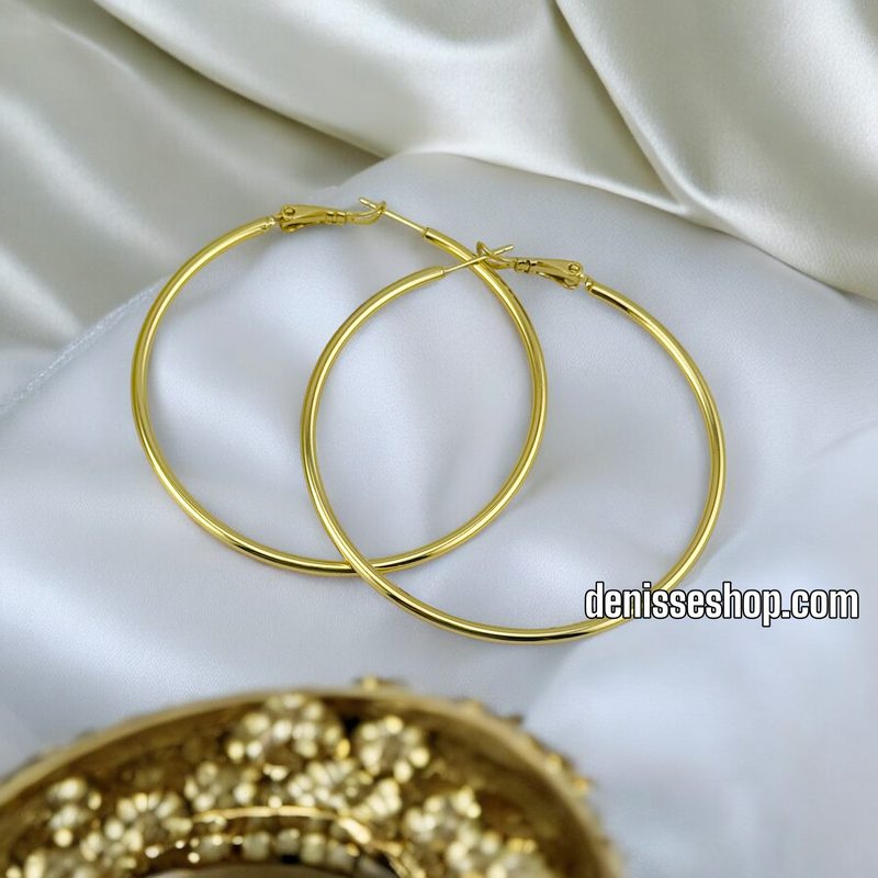 14K WOMAN/ PLAIN LARGE HOOP EARRING HP564