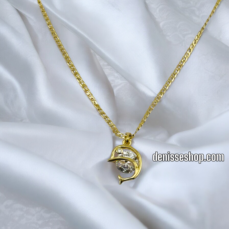 14K WOMEN/GIRL CUTE WHITE DOLPHIN PENDANT P522