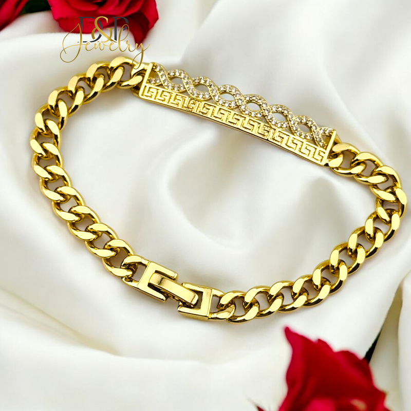 14K INFINITY DESIGN PLATE BRACELET BR699