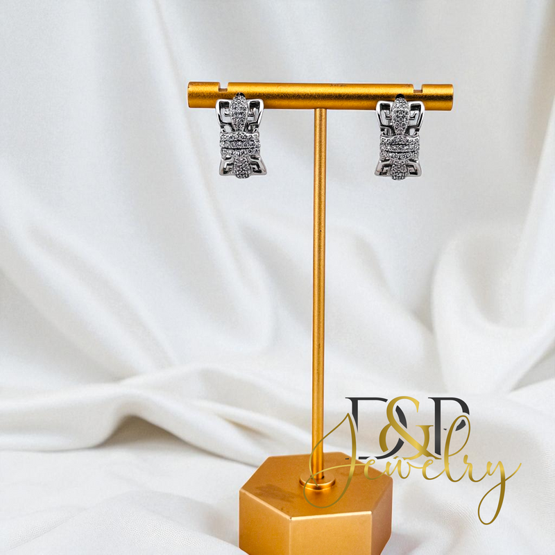 SILVER BOW DESIGN HOOP EARRING HP836