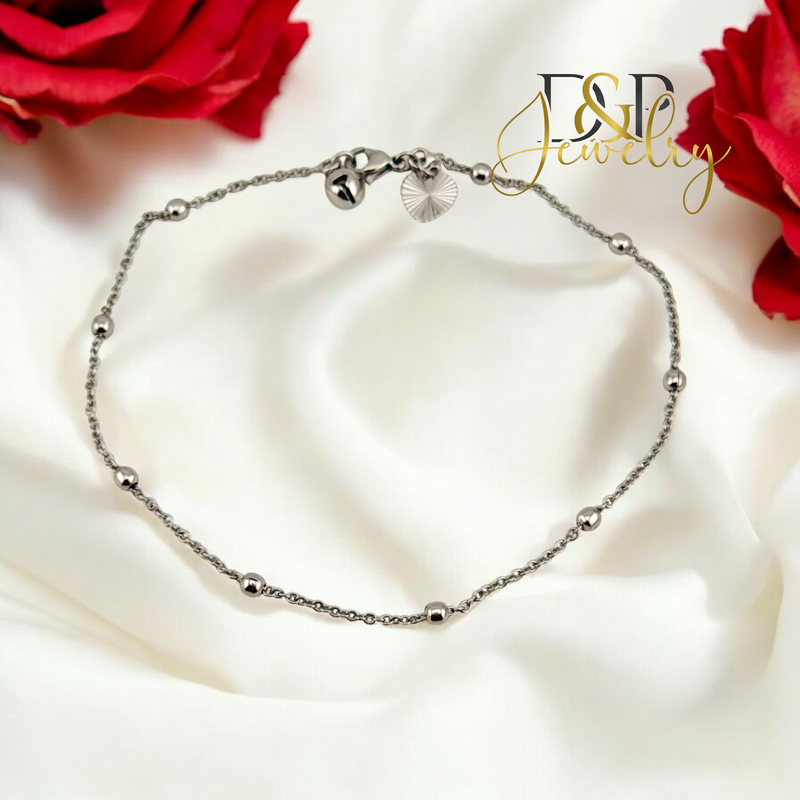 14K SILVER BUBBLE ANKLET BRACELET A27