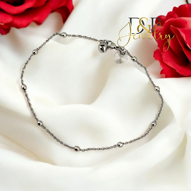 14K SILVER BUBBLE ANKLET BRACELET A27