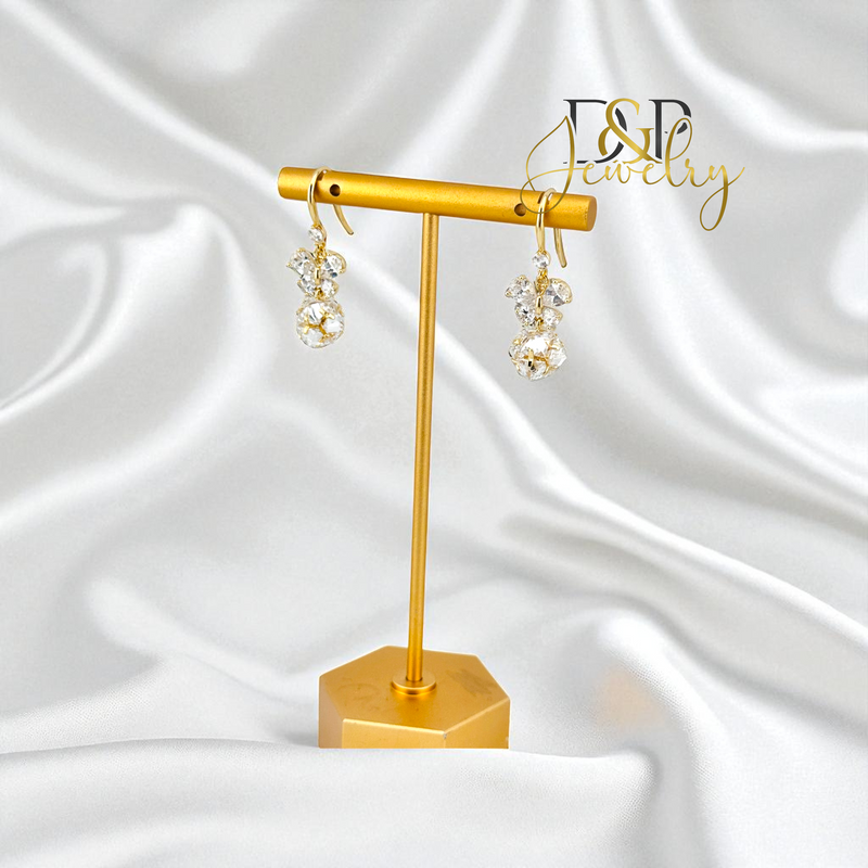 14K WHITE BALL LONG EARRING E982