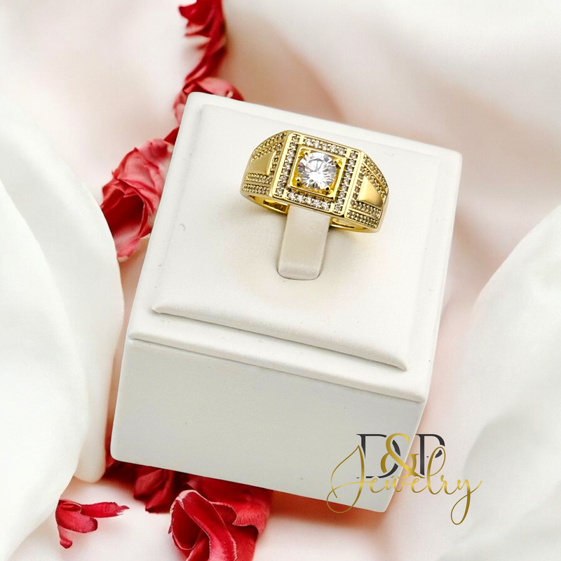 14K WHITE STONES DESIGN RING RG371