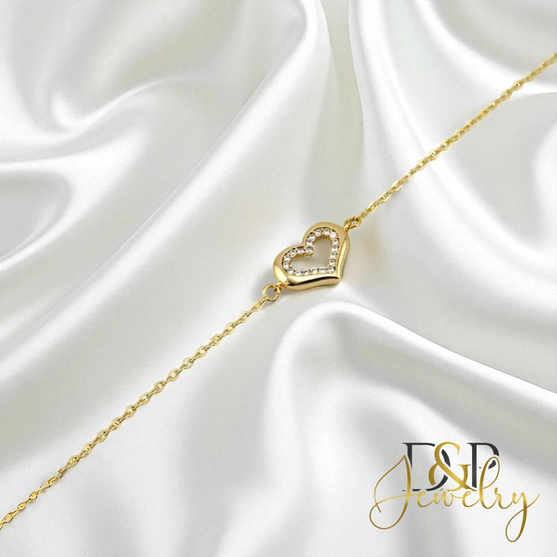 14K HEART THIN BRACELET BR798