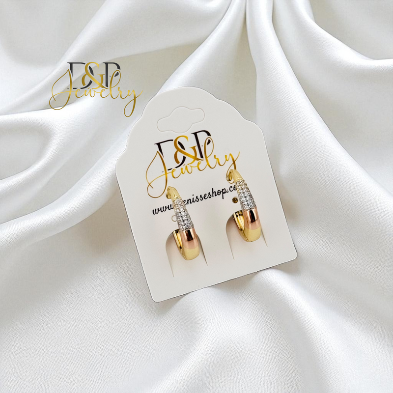 14K TRICOLOR HOOP EARRING HP856