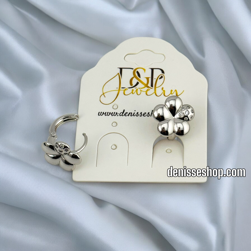 SILVER FLOWER STUD EARRING E798