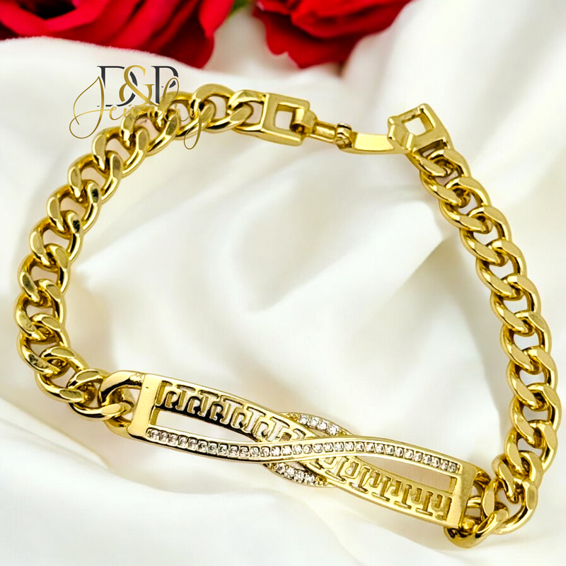 14K INFINITY PLATE BRACELET 7.5&
