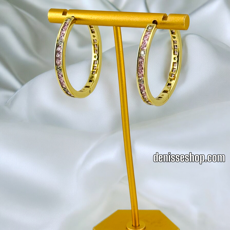 14K GOLD MULTICOLOR FASHION HOOP EARRING HP488