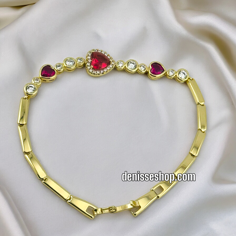 14K RED HEART STONE BRACELET BR423