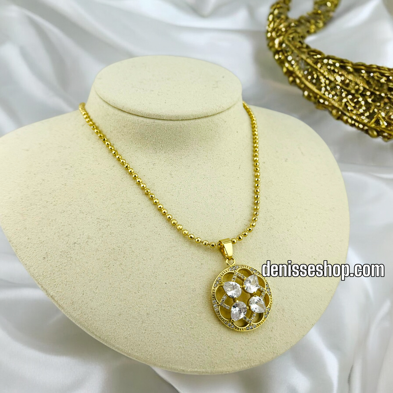 14K WOMEN/ ROUND STAR STONE NECKLACE N140