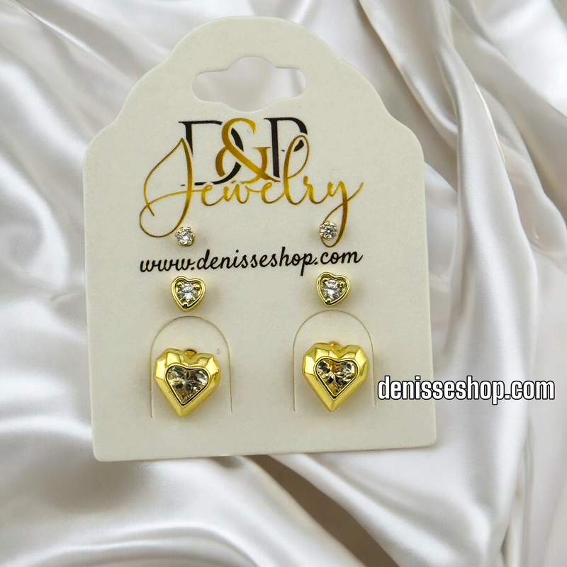 14K /WOMAN/GIRL HEART EARRING SET E730