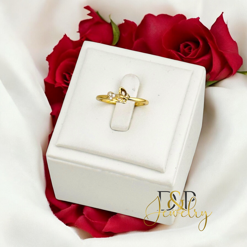 14K TINY BUTTERFLY STONE RING RG362
