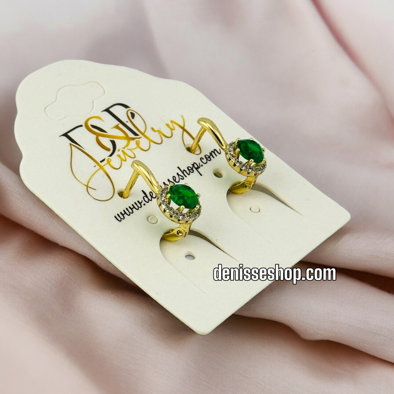 14K GREEN STONE HUGGIES E541