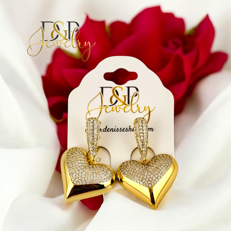 14K LONG HEART EARRING E892
