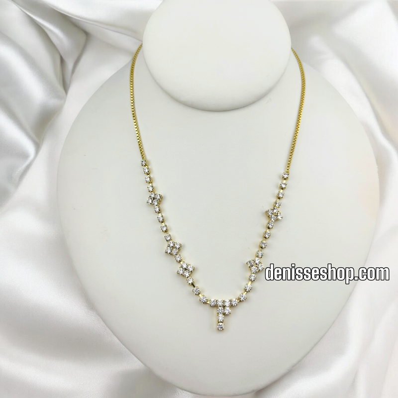 14K ELEGANT WHITE STONE NECKLACE 18&