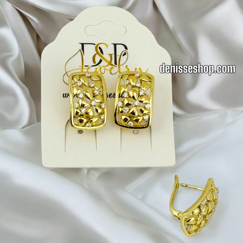 14K GOLD / WHITE STONE HUGGIES EARRING E675