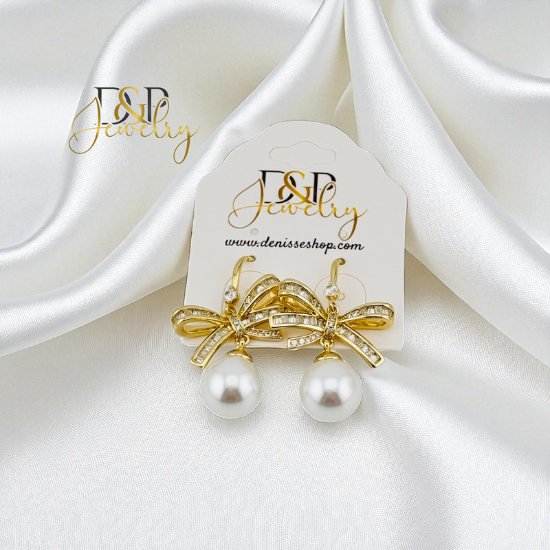 14K GOLD/BOW PEARL VIOLADOR EARRING E997