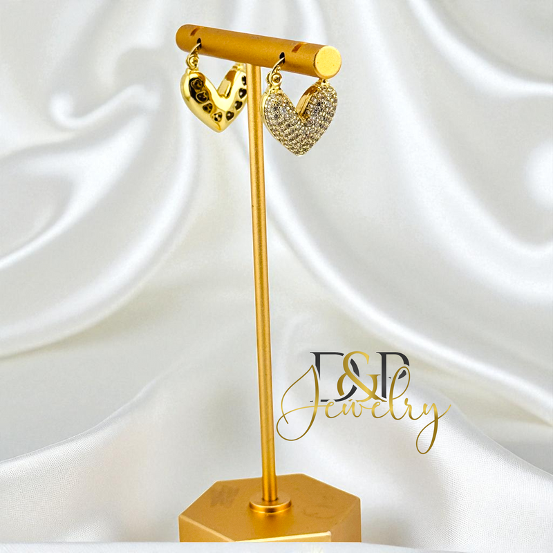 14K SMALL HEART HOOP EARRING HP842