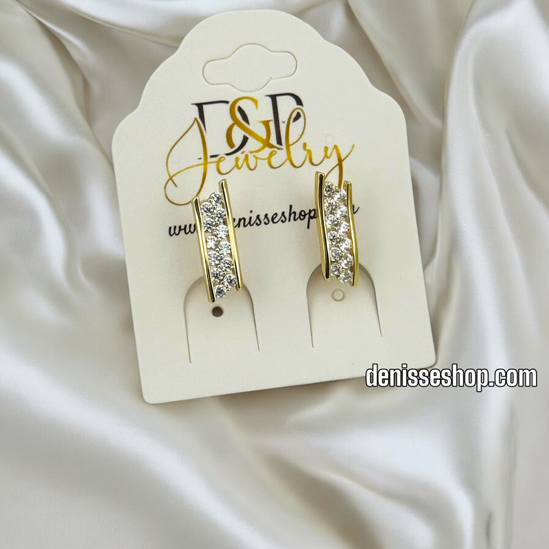 14K WHITE STONE HUGGIE EARRING E793