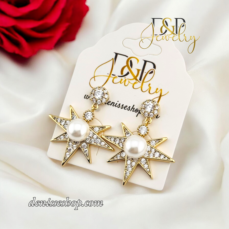 14K FASHION STAR LONG EARRING E812