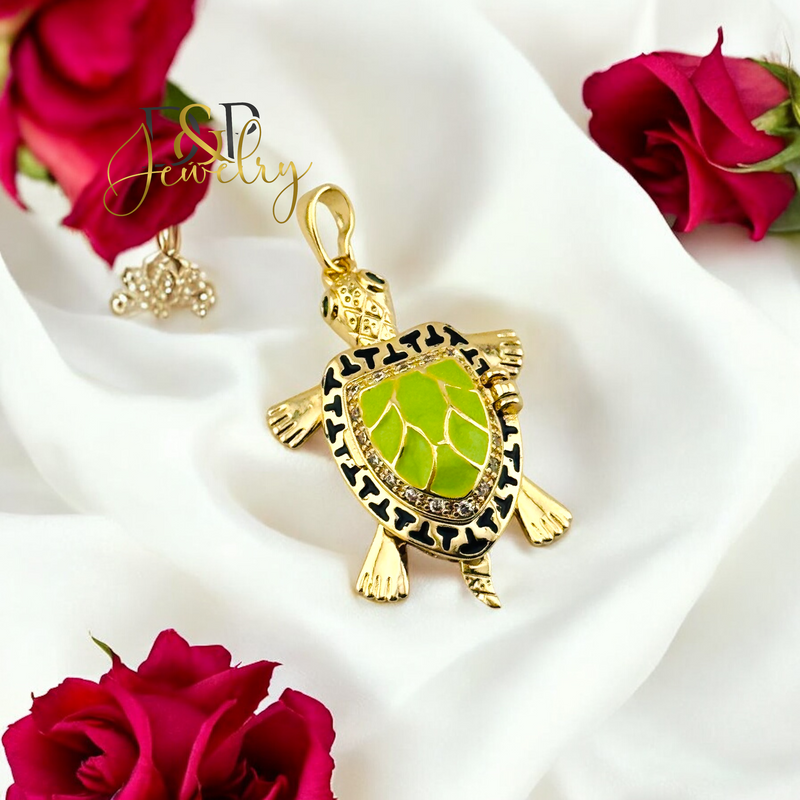 14K GREEN TURTLE PENDANT P829