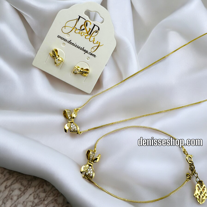 14K WOMAN/  BOW SET NECKLACE N181