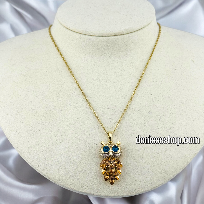 14K GOLD / AMBER OWL NECKLACE  N60