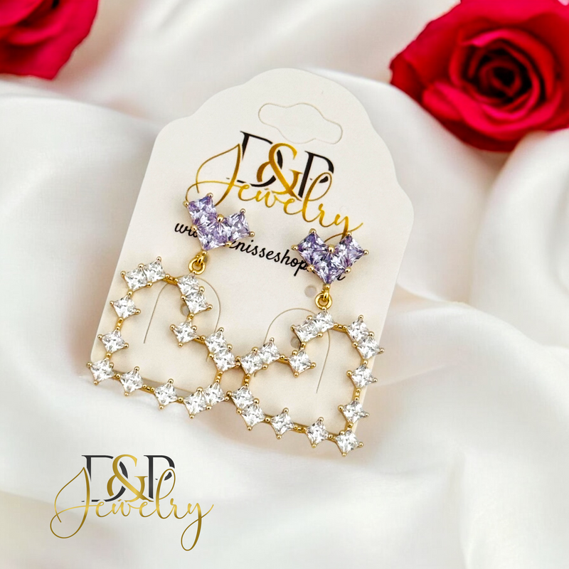 14K HEART OF STONES EARRING E846