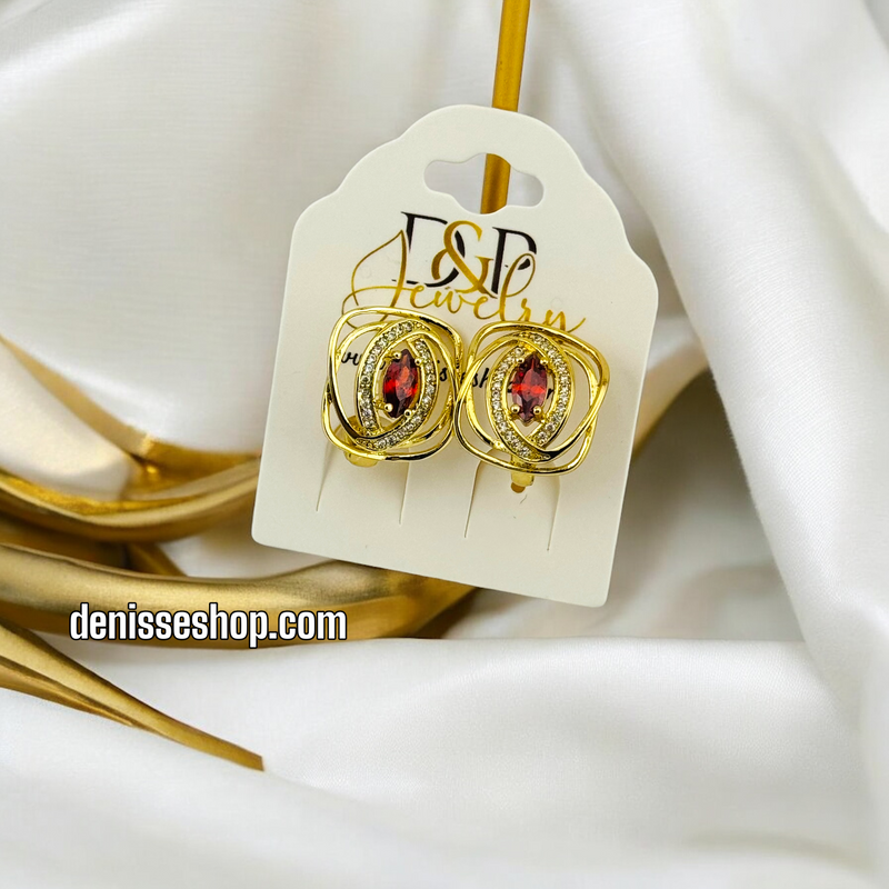 14K RED EARRING E602