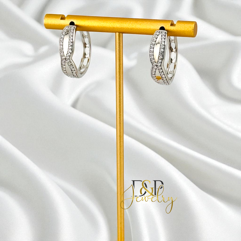 SILVER DESIGN HOOP EARRING HP833