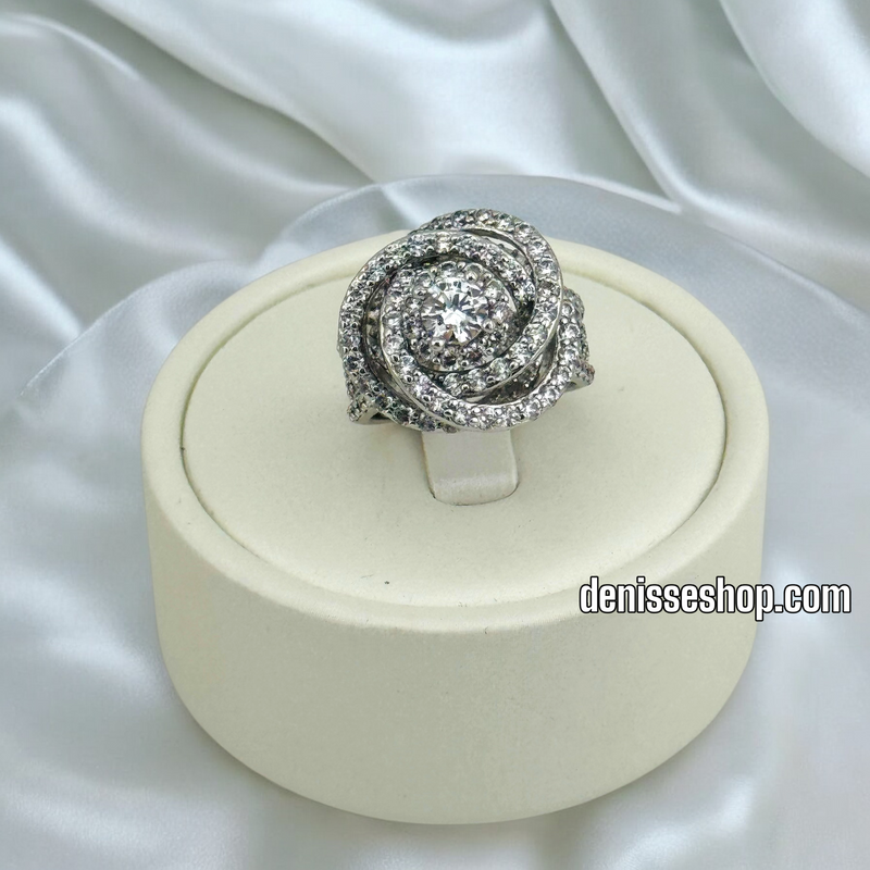 14K WOMEN/SILVER WHITE STONES RING RG331