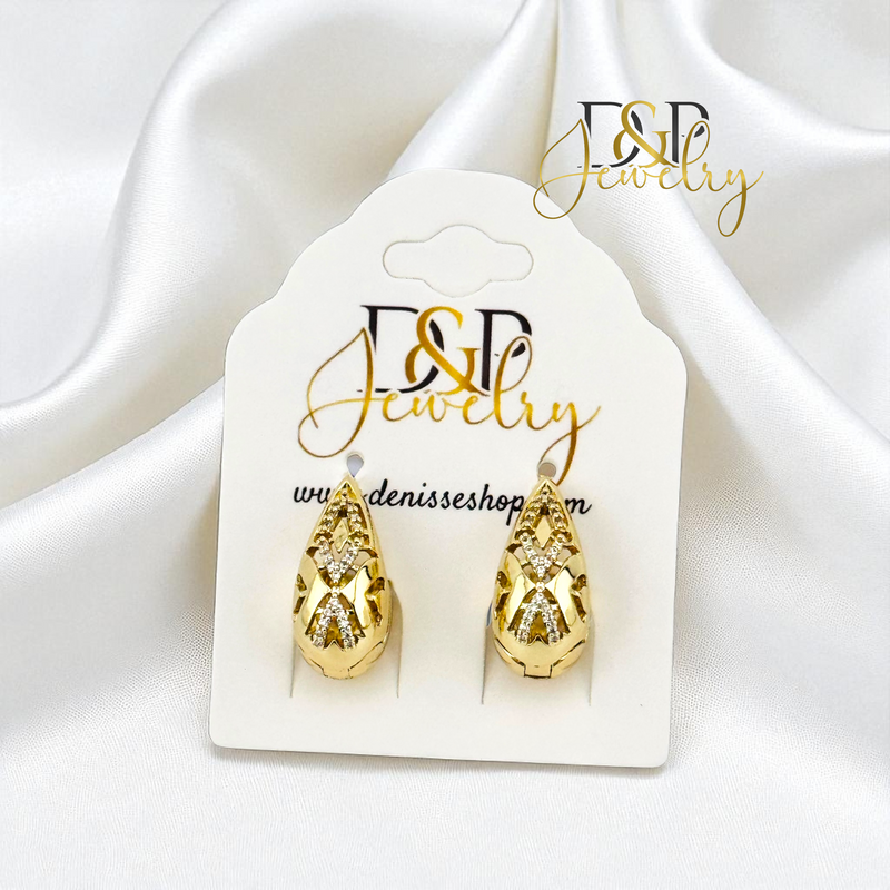 14K DROP DESIGN EARRING E957