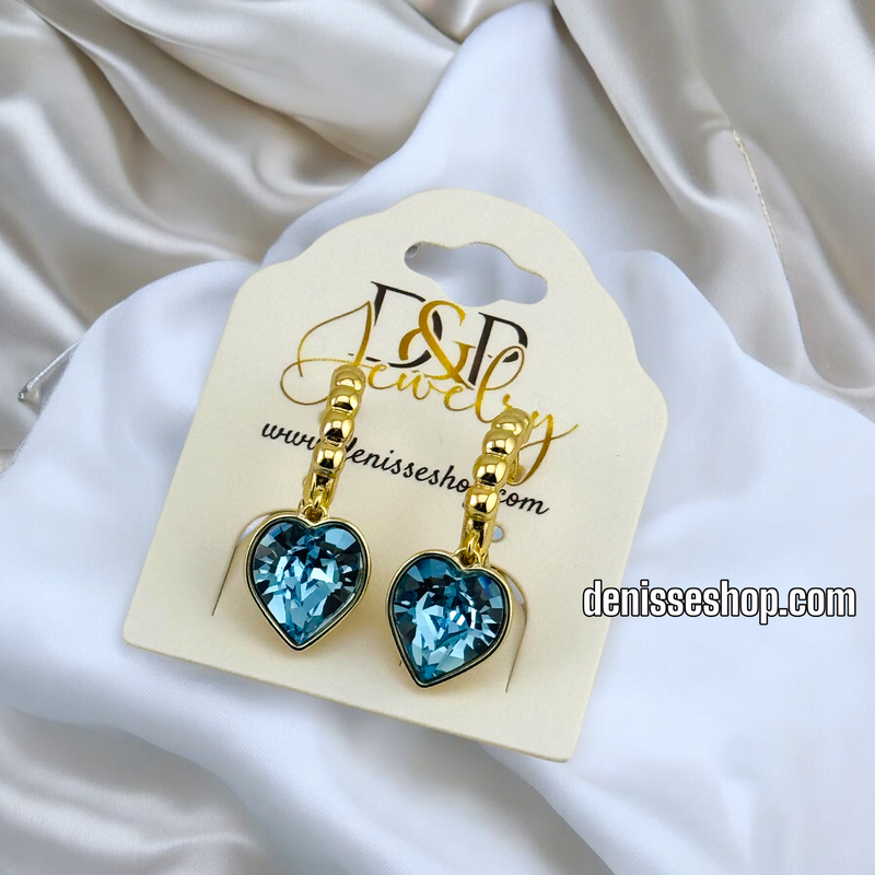 14K WOMEN /HEART STONE HOOP EARRING