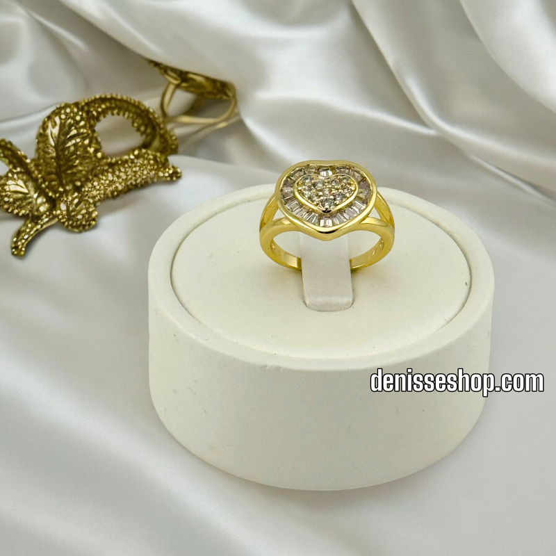 14K WOMEN/ HEART WHITE STONE RING RG283