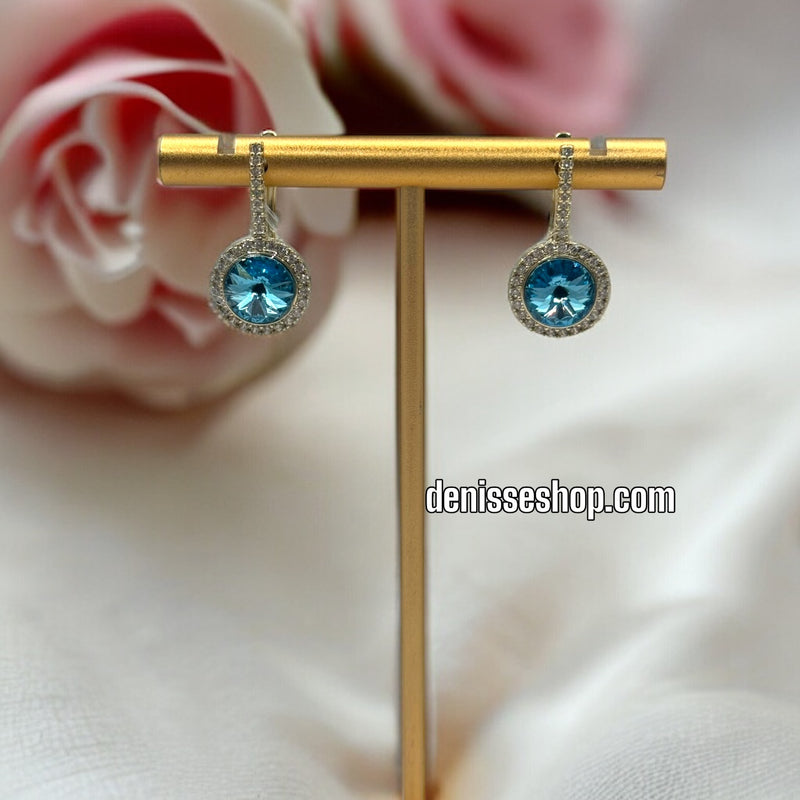 14k Elegant Blue Stone Earrings E343