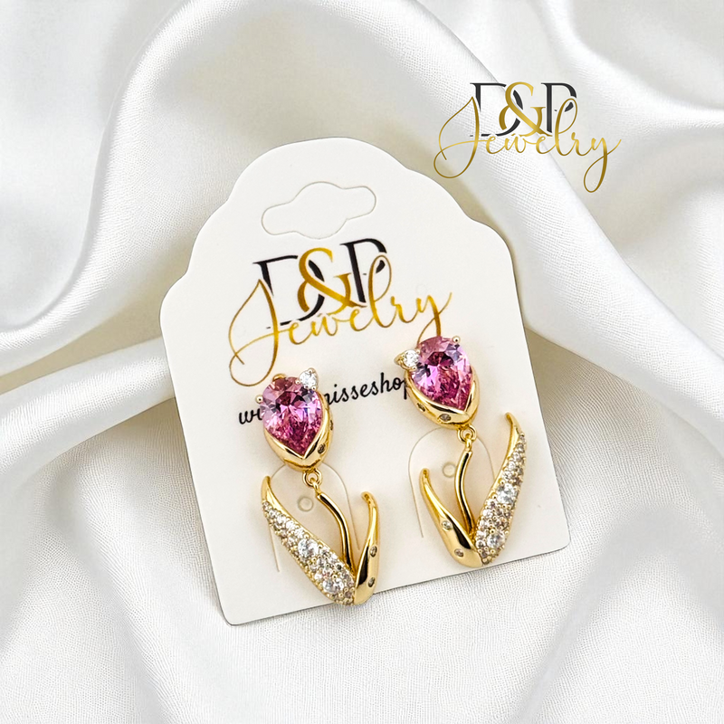14K PINK TULIP EARRING E970
