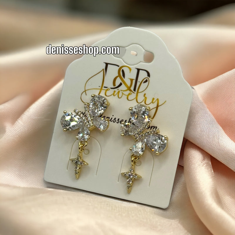 14K WHITE BUTTERFLY EARRINGS E356