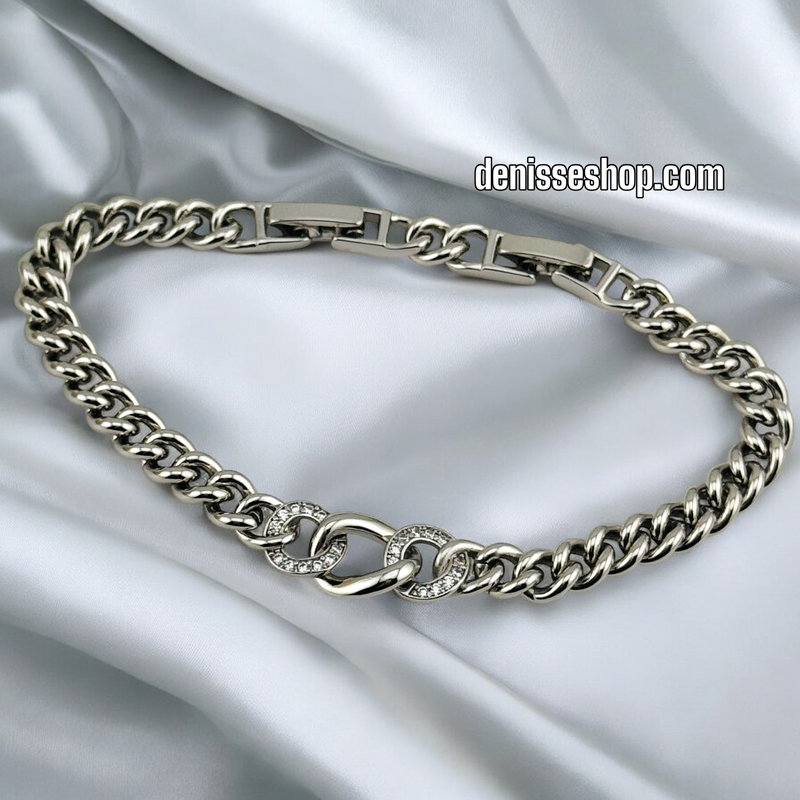 14K WOMEN CUBAN SILVER BRACELET BR606