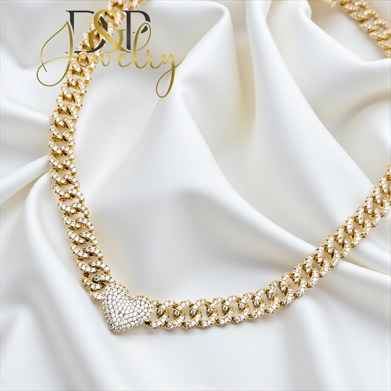 14K TRENDING HEART DIAMOND NECKLACE SET N278