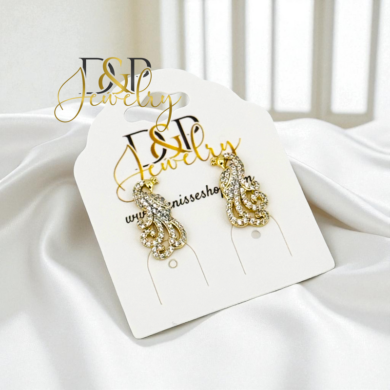 14K PEACOCK EARRING E923