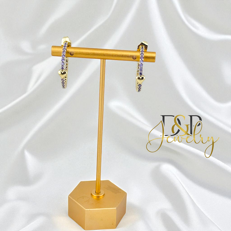 14K HEART HALF HOOP EARRING HP771