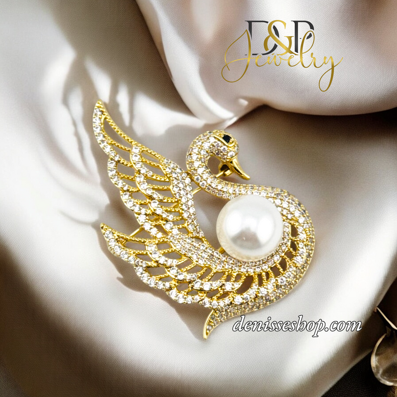 14K SWAN BROOCH PIN P716